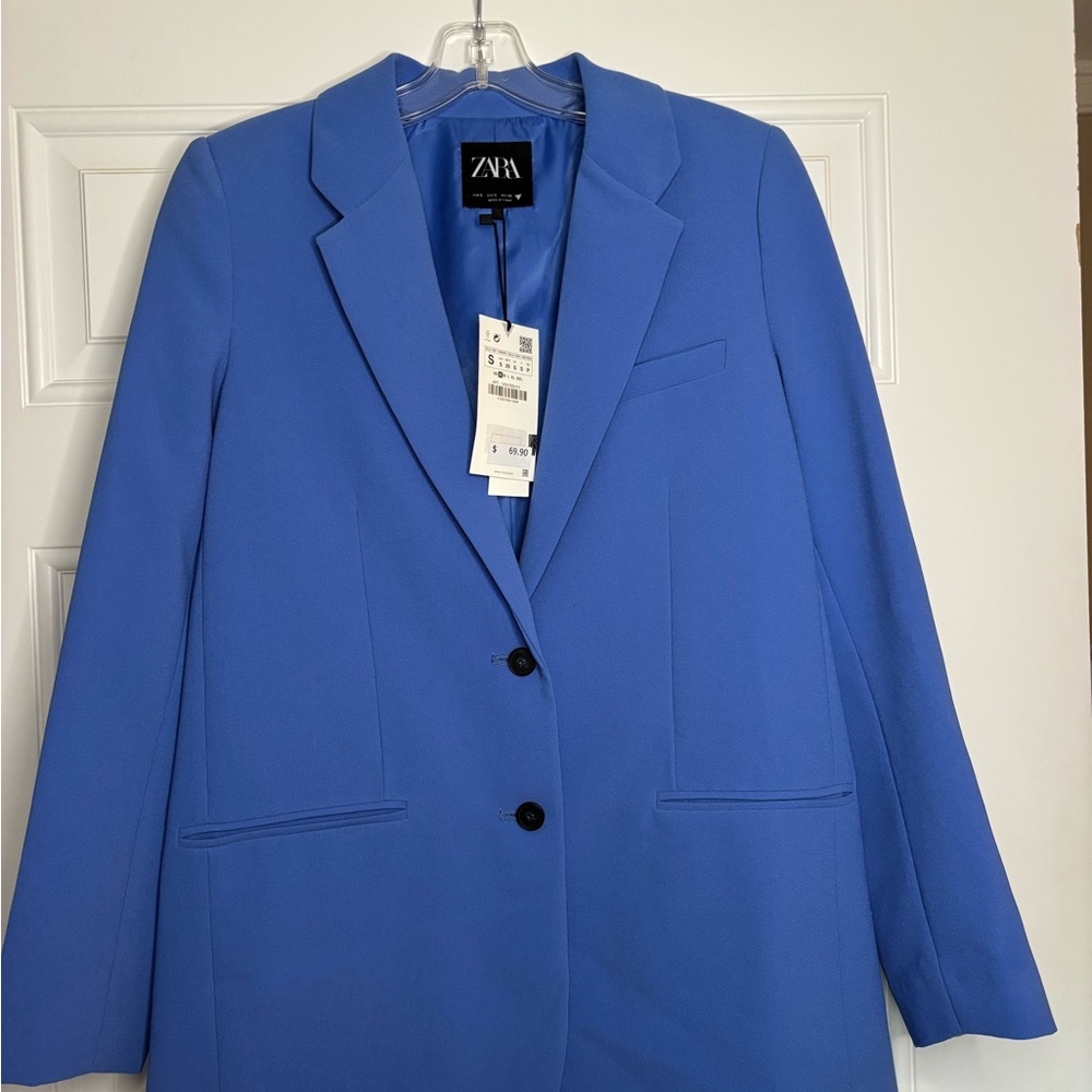 Zara Cobalt Blue Single-Breasted Blazer